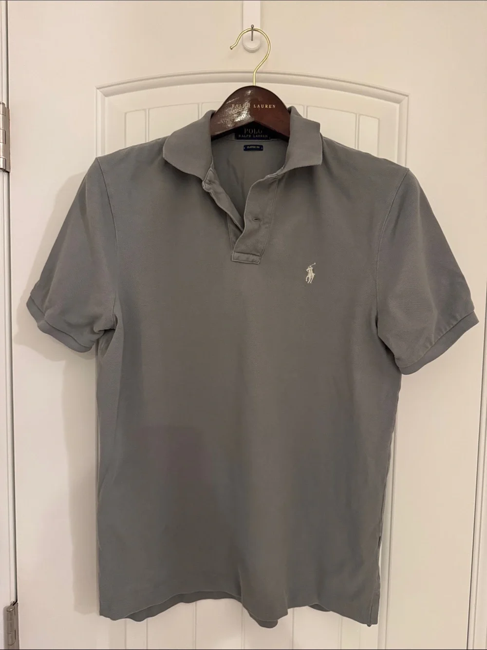 Ralph Lauren Gray Short-Sleeve Polo with Embroidered Pony